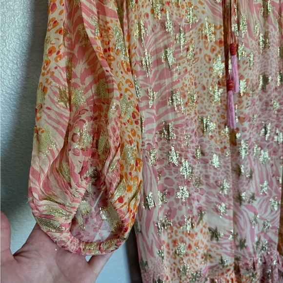 Ciebon Crissta Metallic Print Light Pink Long Sleeve Maxi Dress Size XS - Picture 4 of 8